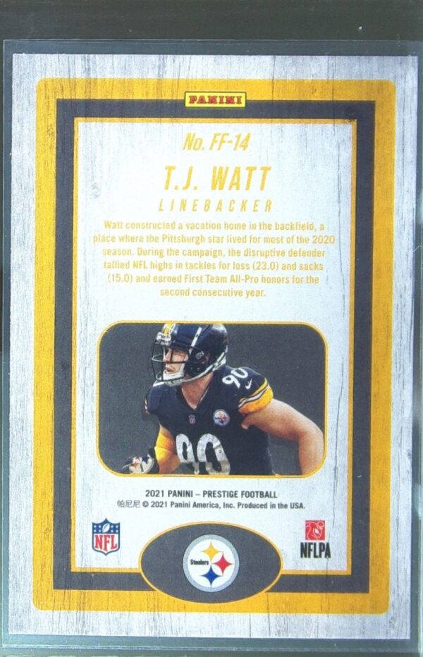 2021 Panini Prestige T.J. Watt #FF-14 Steelers Franchise Favorites - Image 3