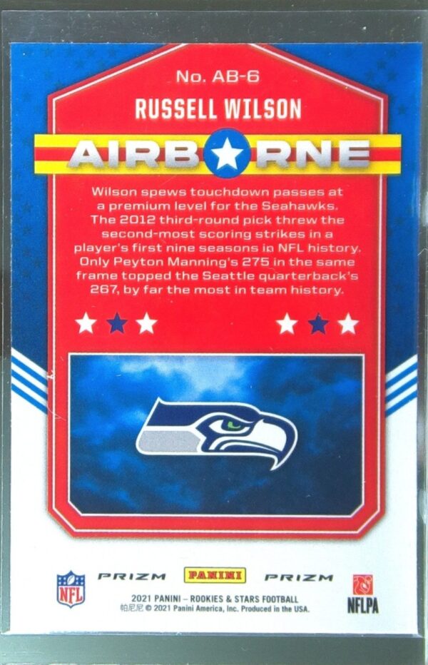 2021 Panini Rookies & Stars Russell Wilson #AB-6 Seahawks Airborne Red Plaid - Image 3