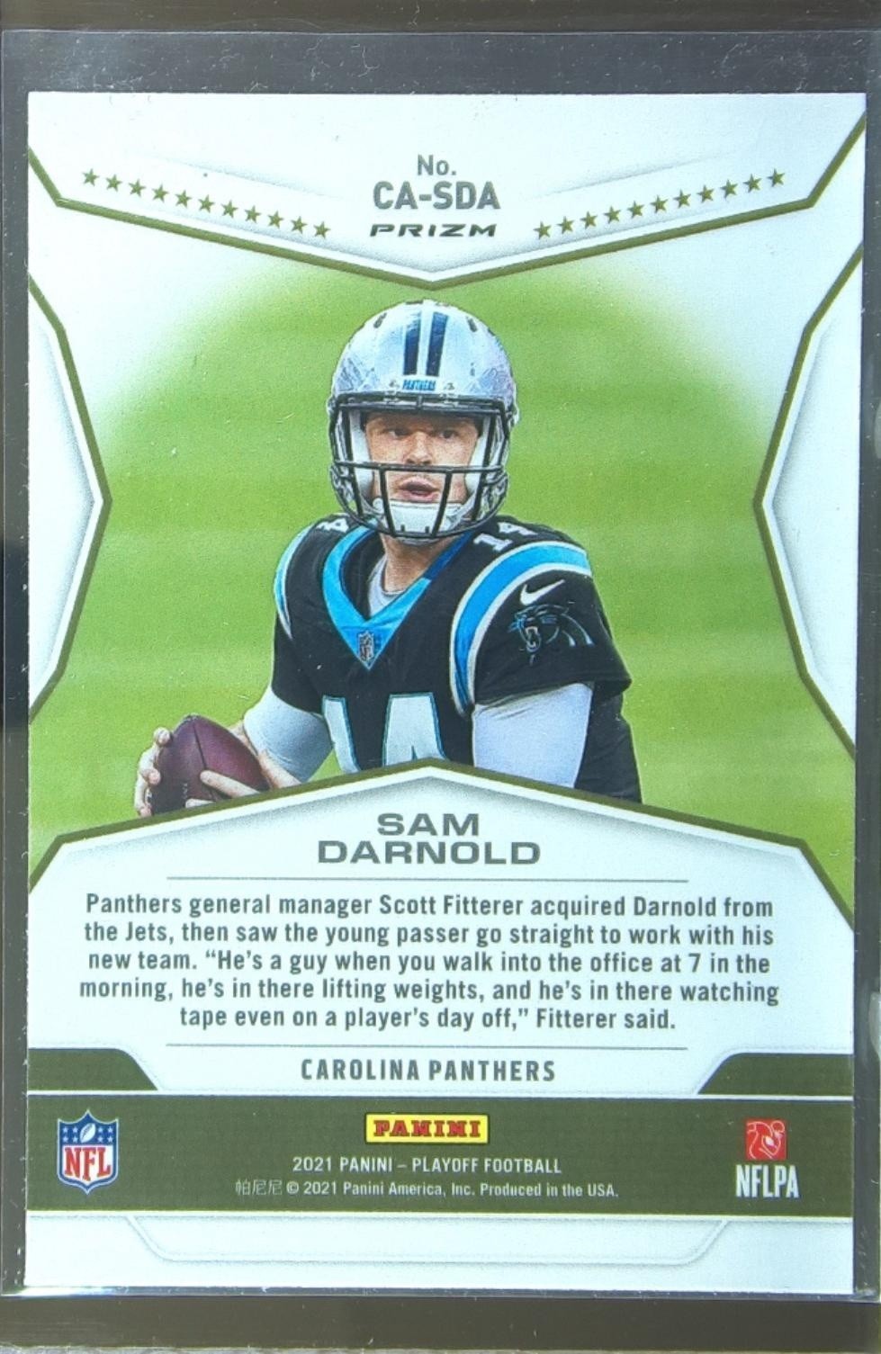 2021 Playoff Sam Darnold #CA-SDA Panthers Call to Arms Blue - Image 3