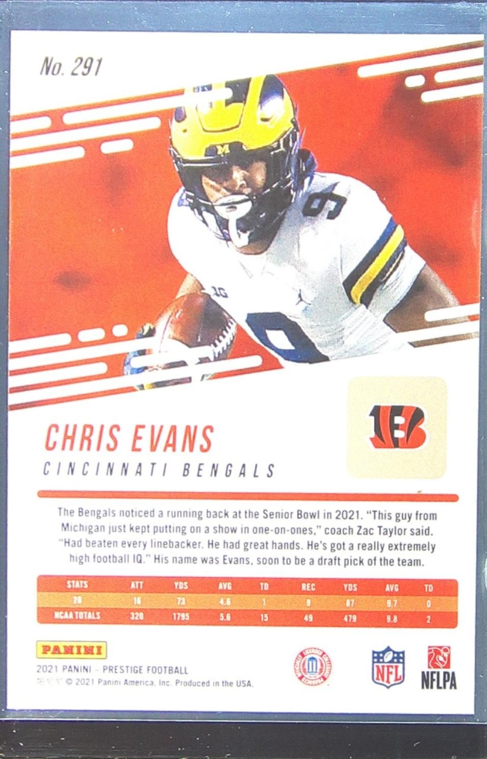 2021 Prestige Chris Evans Xtra Points Diamond RC #291 Bengals - Image 3
