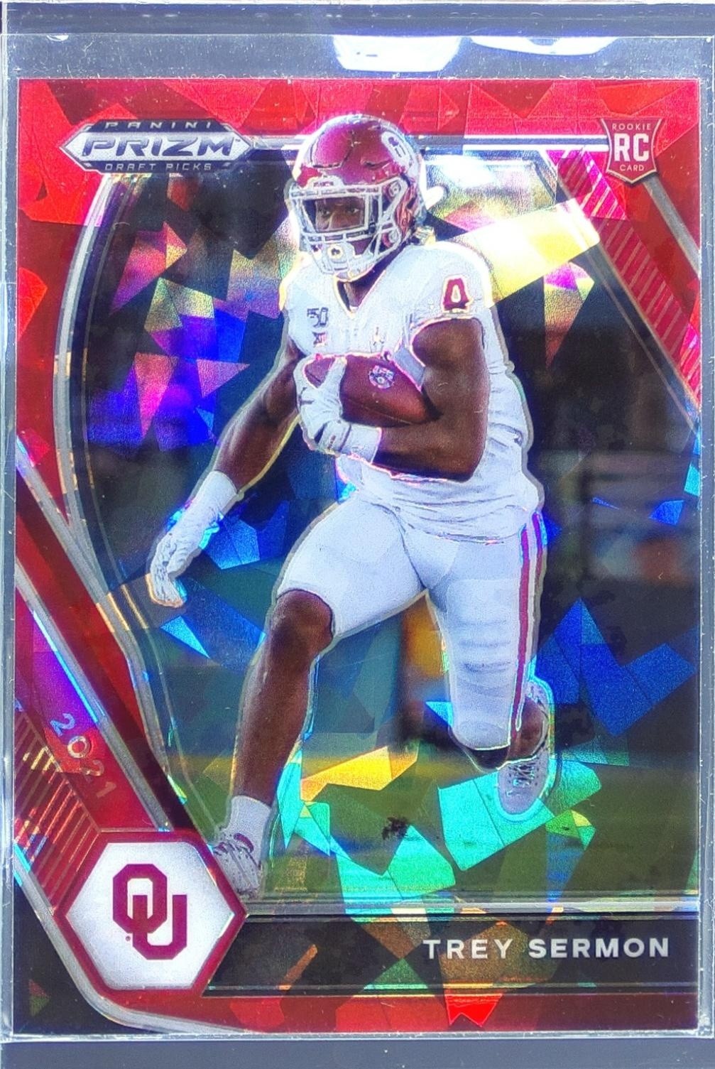 2021 Prizm Draft Picks Trey Sermon Red Ice RC #123 Sooners