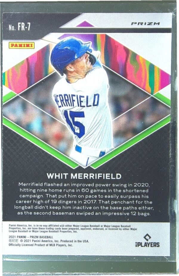 2021 Prizm Whit Merrifield #FR-7 Royals Fearless Green Prizm - Image 3