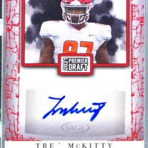 2021 SAGE Premier Draft Tre' McKitty Auto #A97 Bulldogs Autographs Red