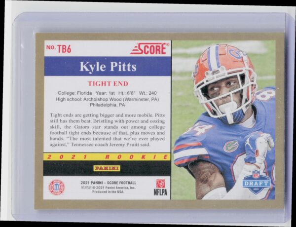 2021 Score Kyle Pitts #TB6 Gators 1991 Throwback - Image 3