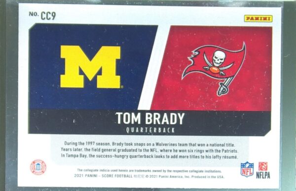 2021 Score Tom Brady #CC9 Buccaneers Collegiate Champions - Image 3