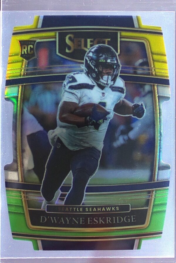 2021 Select D'Wayne Eskridge Green and Yellow Prizm Die Cut RC #60 Seahawks