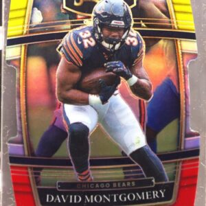 2021 Select David Montgomery Red and Yellow Prizm Die Cut #8 Bears