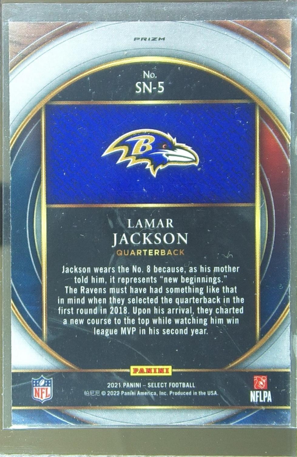 2021 Select Lamar Jackson #SN-5 Ravens Select Numbers Prizm - Image 3