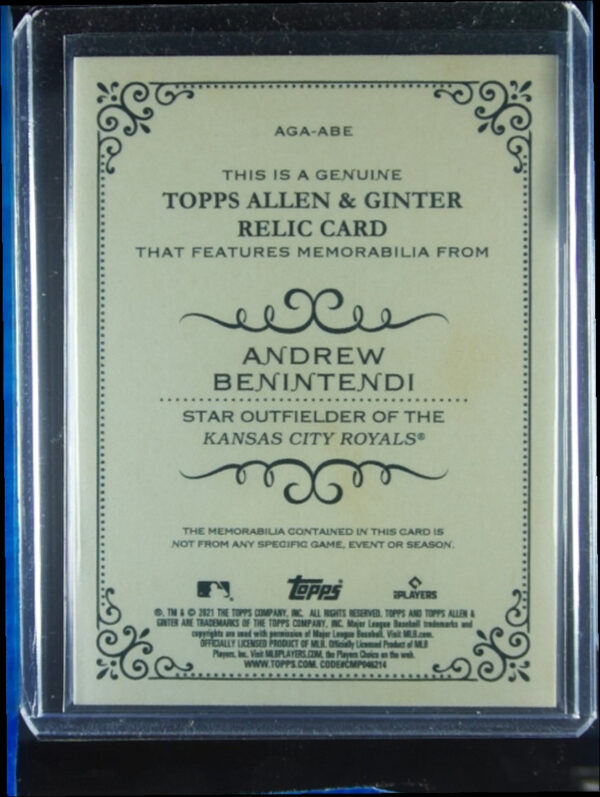 2021 Topps Allen & Ginter Andrew Benintendi MEM #AGA-ABE Royals Full Size Relics - Image 3