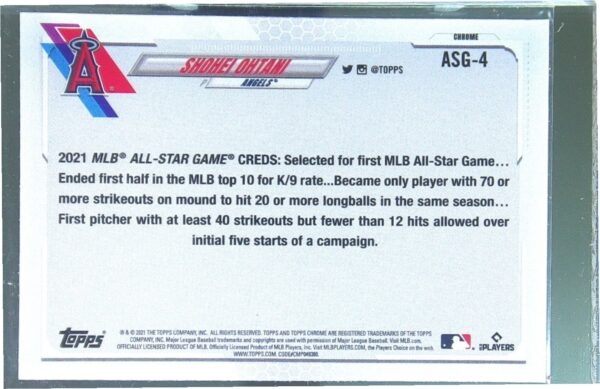 2021 Topps Chrome Update Shohei Ohtani #ASG-4 Angels 2021 All Star Game - Image 3