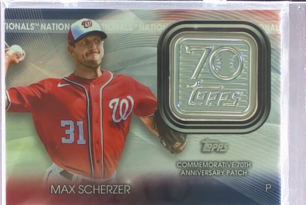 2021 Topps Update Max Scherzer #T70P-MS Nationals Topps 70th Anniversary Logo