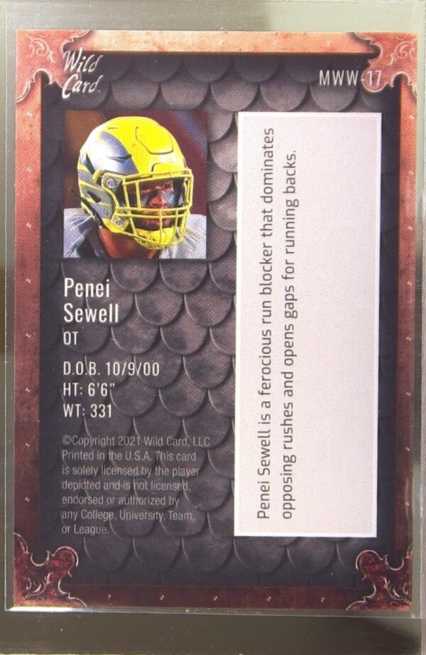 2021 Wild Card Matte White Penei Sewell RC #MWW-17 Ducks Weekend Warriors Silver - Image 3