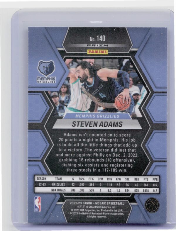 2022-23 Panini Mosaic Steven Adams Green #140 Grizzlies - Image 3