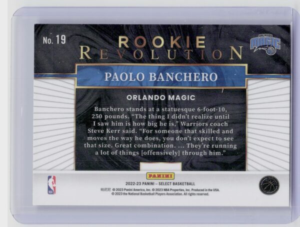 2022-23 Select Paolo Banchero Rookie Revolution #19 Magic - Image 3