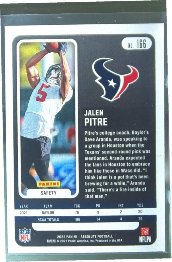 2022 Absolute Jalen Pitre Retail RC #166 Texans - Image 3