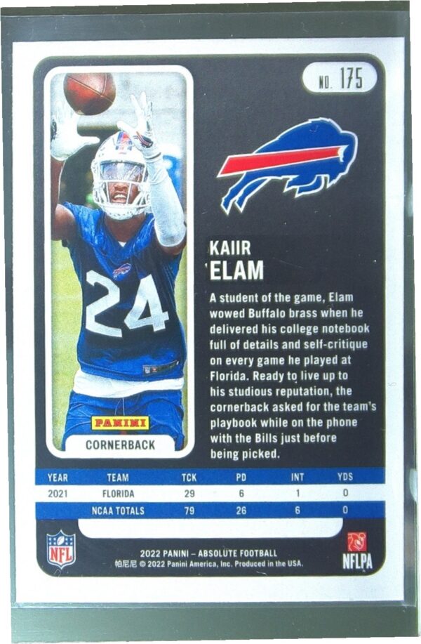 2022 Absolute Kaiir Elam Retail RC #175 Bills - Image 3