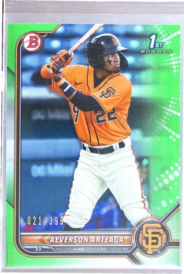 2022 Bowman Aeverson Arteaga /399 #BP-82 Giants Prospects Neon Green