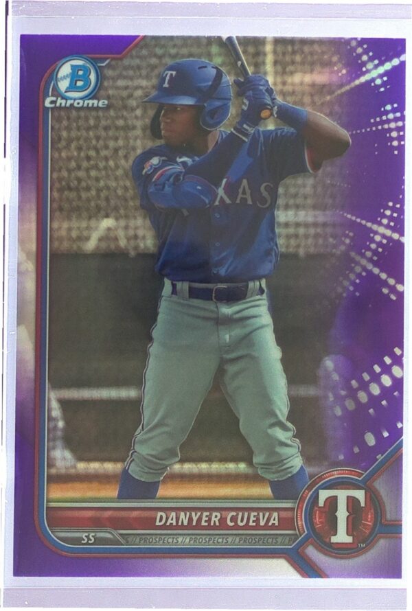 2022 Bowman Draft Danyer Cueva Chrome Purple Refractor /250 #BDC-148 Rangers