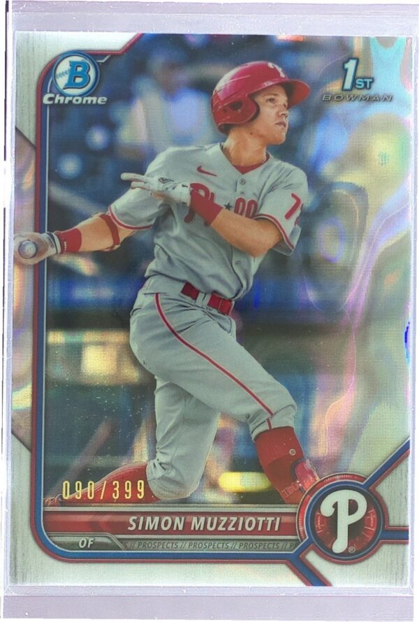 2022 Bowman Simon Muzziotti /399 #BCP-40 Phillies Chrome Prospects Lava