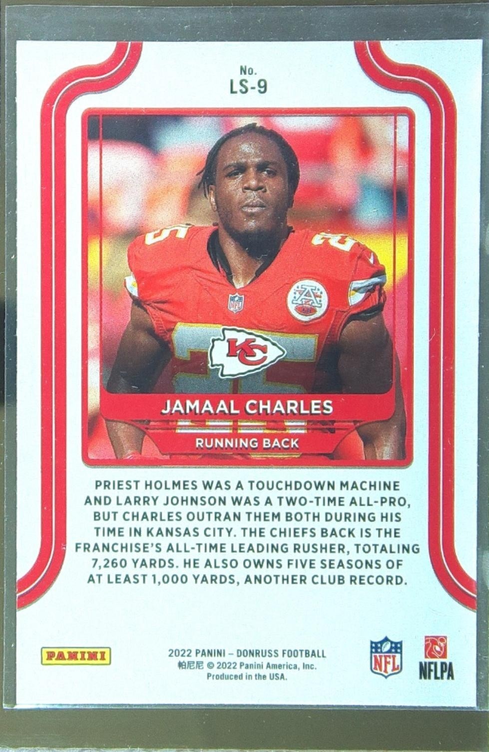 2022 Donruss Jamaal Charles #LS-9 Chiefs The Legends Series - Image 3