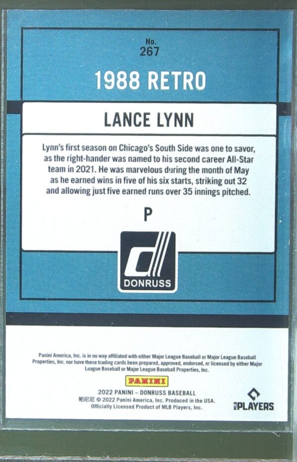 2022 Donruss Lance Lynn Season Stat Line /269 #267 Sox 1988 Retro - Image 3