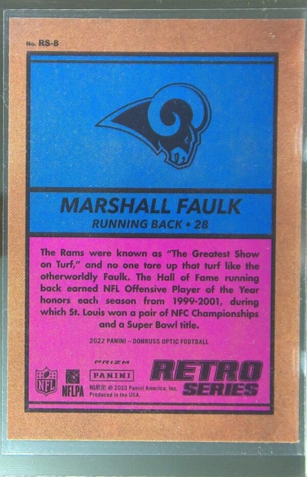 2022 Donruss Optic Marshall Faulk #RS-8 Rams Retro Series - Image 3