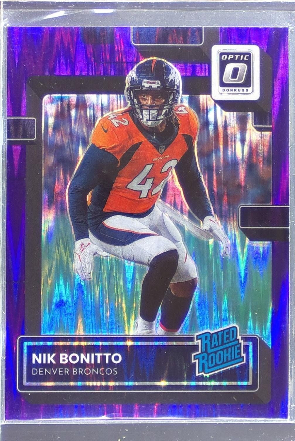 2022 Donruss Optic Nik Bonitto Purple Shock RC #270 Broncos