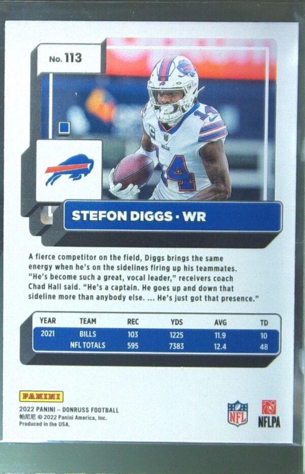 2022 Donruss Stefon Diggs Press Proof Red #113 Bills - Image 3