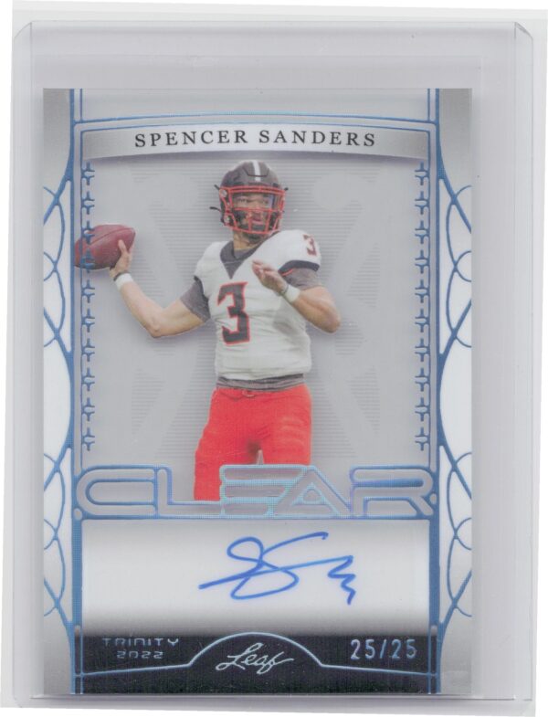 2022 Leaf Trinity Clear Platinum AutographsSpencer Sanders Auto /25 #CA-SS1