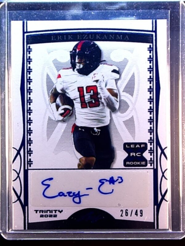 2022 Leaf Trinity Erik Ezukanma Auto /49 #BA-EE1 Raiders Navy