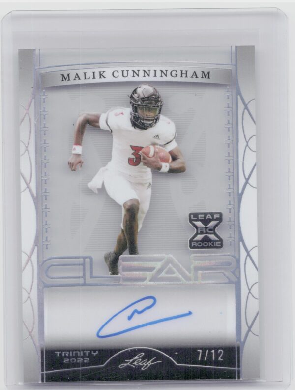 2022 Leaf Trinity Malik Cunningham AU SN12 #CA-MC1 Cardinals Clear Autographs Si