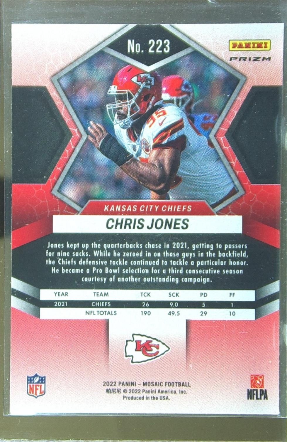 2022 Mosaic Chris Jones Mosaic Green #223 Chiefs - Image 3