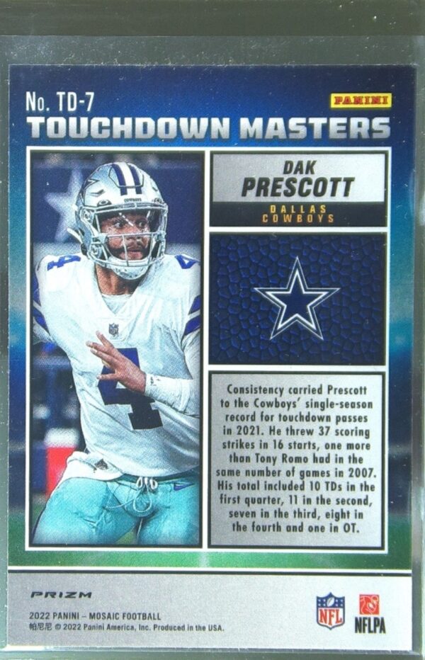 2022 Mosaic Dak Prescott #TD-7 Cowboys Touchdown Masters Mosaic - Image 3