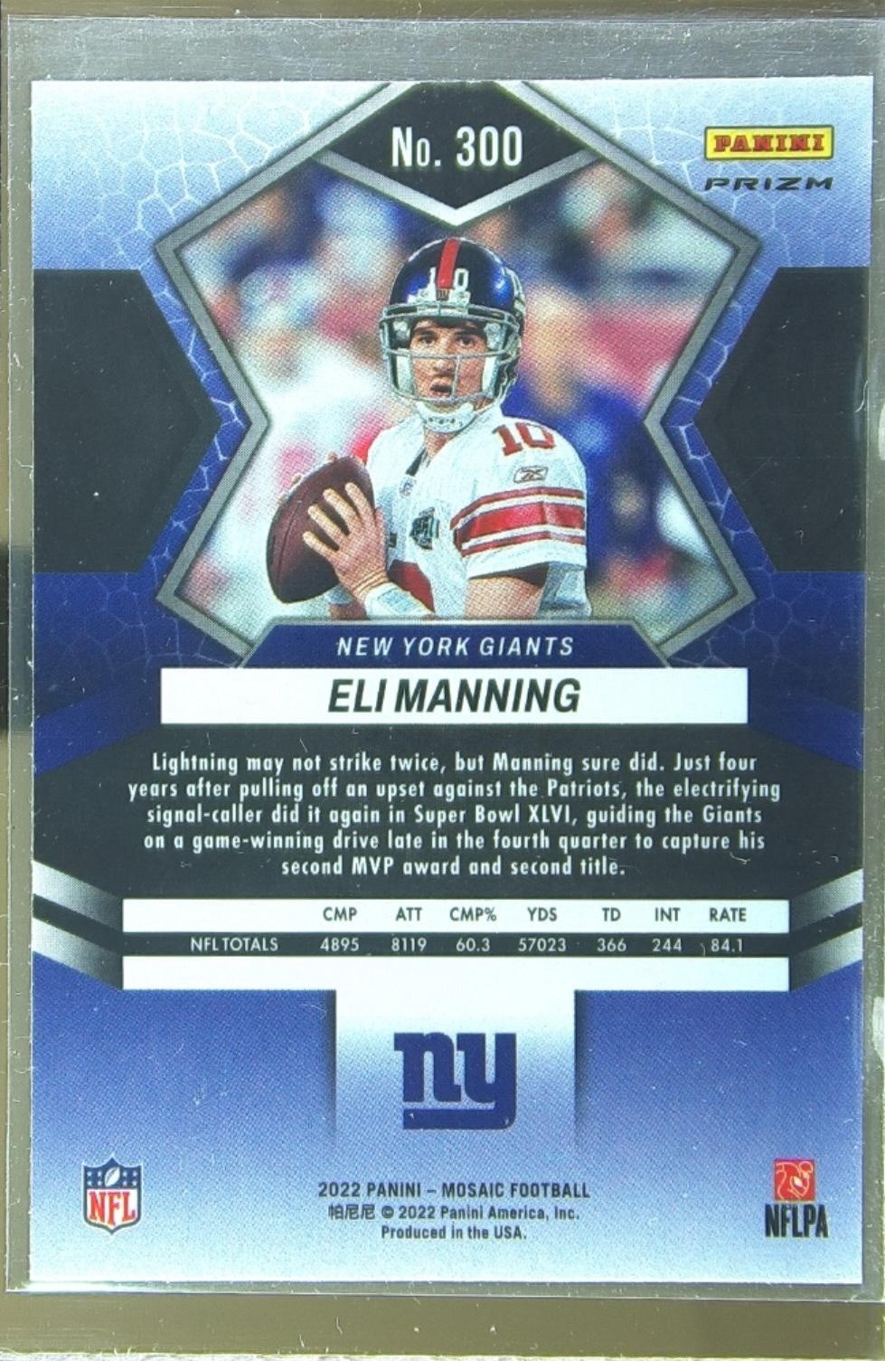 2022 Mosaic Eli Manning Mosaic Green #300 Giants - Image 3