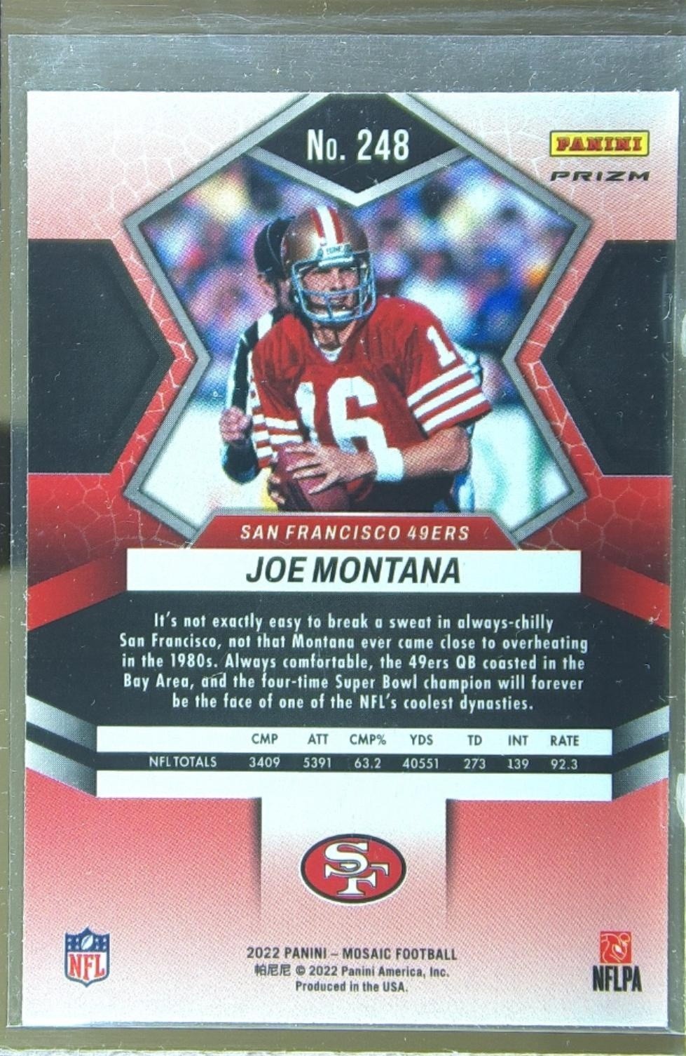 2022 Mosaic Joe Montana Mosaic Green #248 49ers - Image 3