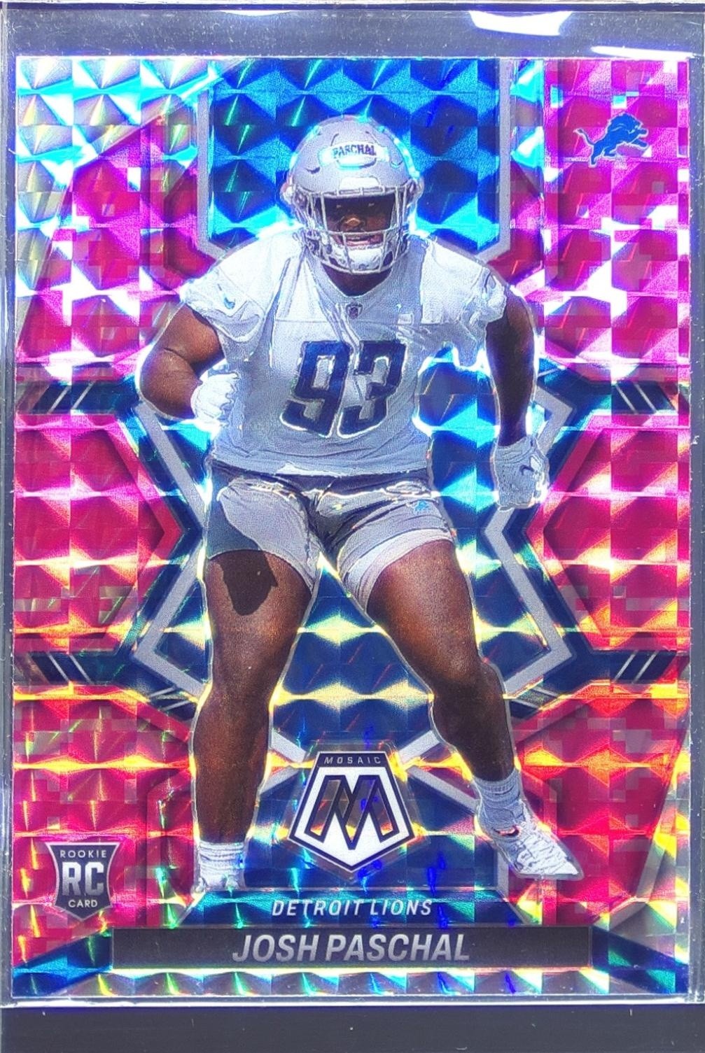 2022 Mosaic Josh Paschal Mosaic Camo Pink RC #388 Lions