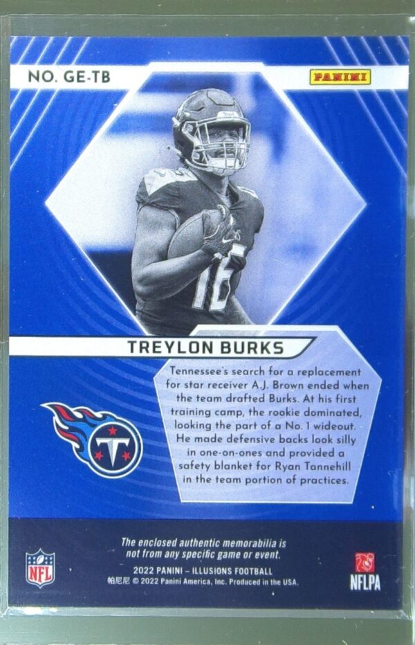 2022 Panini Illusions Treylon Burks JSY RC #GE-TB Titans Great Expectations - Image 3