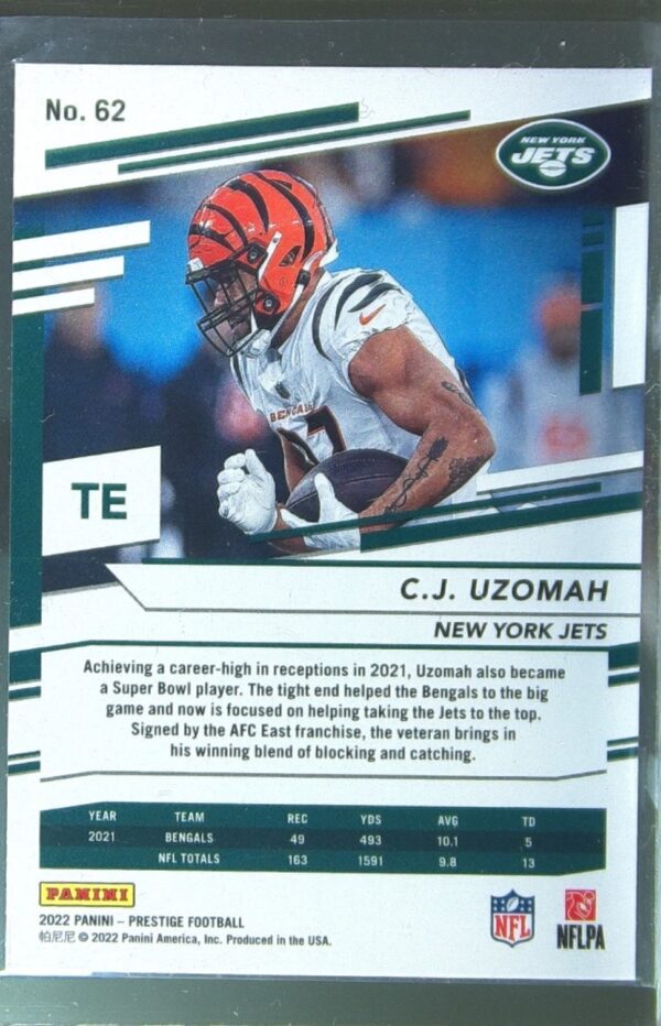2022 Panini Prestige C.J. Uzomah Xtra Points Diamond #62 Jets - Image 3