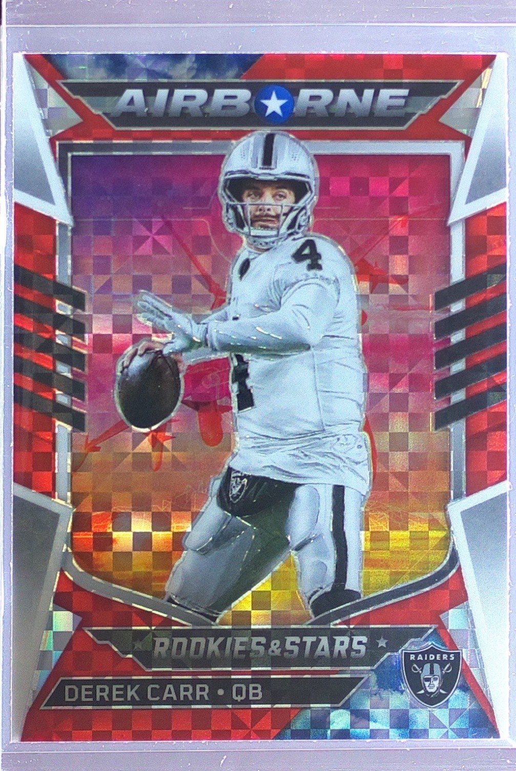 2022 Panini Rookies & Stars Derek Carr #AI-13 Raiders Airborne Red Plaid
