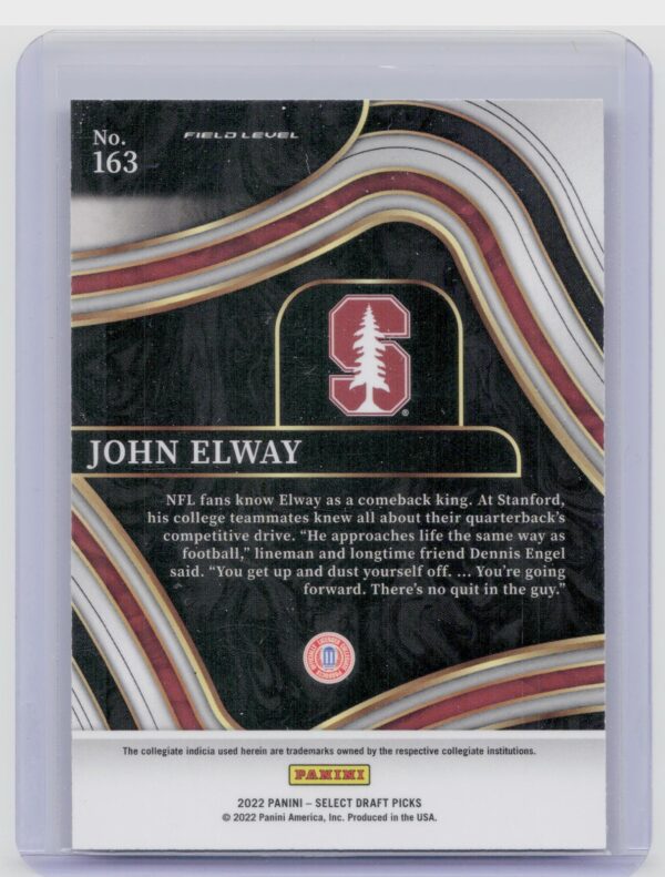 2022 Panini Select Draft Picks John Elway Blue (Retail Base) #163 Cardinal - Image 3