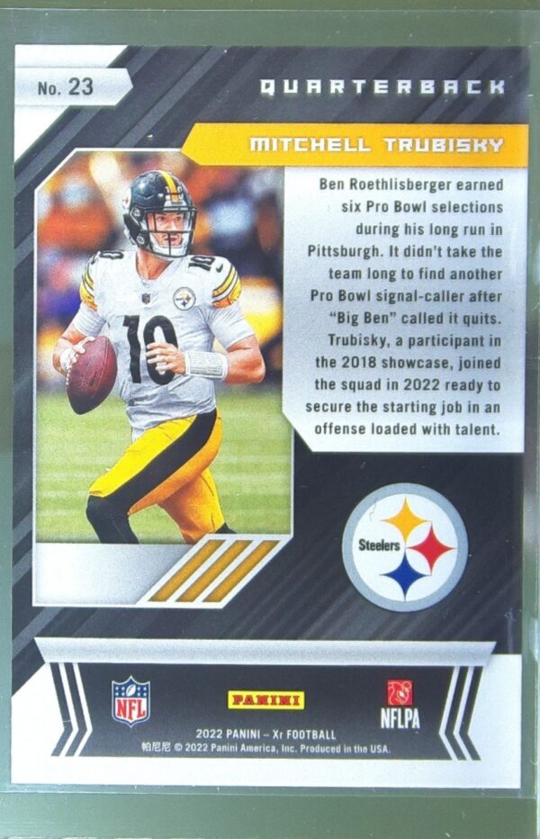 2022 Panini XR Mitchell Trubisky Teal /49 #23 Steelers - Image 3