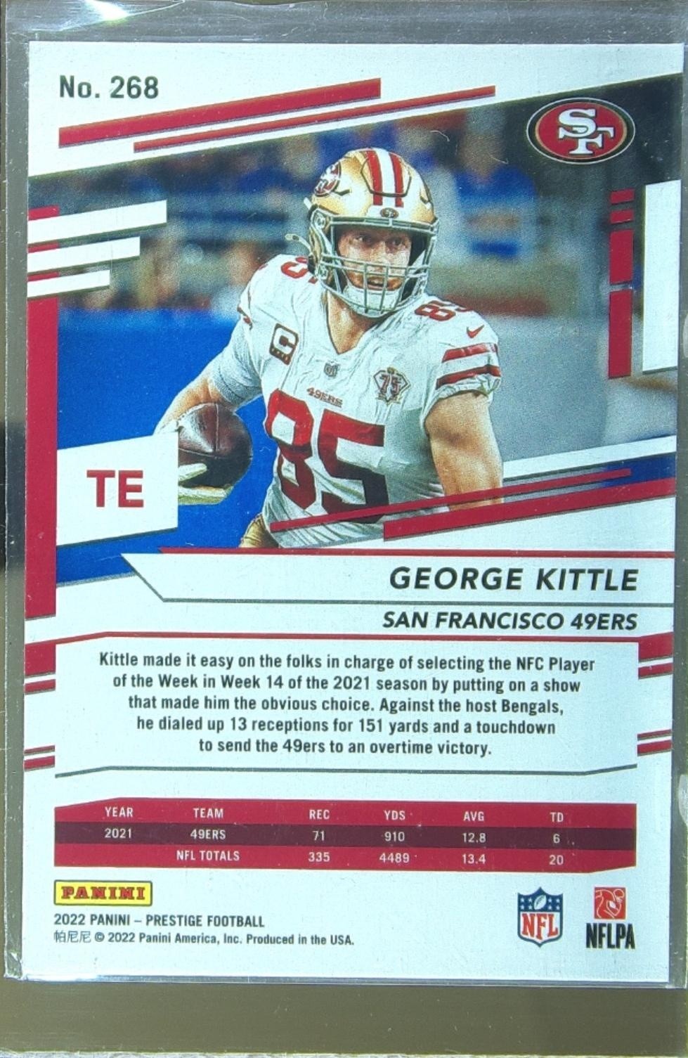 2022 Prestige George Kittle Xtra Points Astral #268 49ers - Image 3