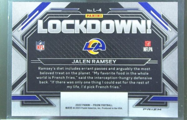2022 Prizm Jalen Ramsey #L-4 Rams Lockdown! Prizms No Huddle - Image 3