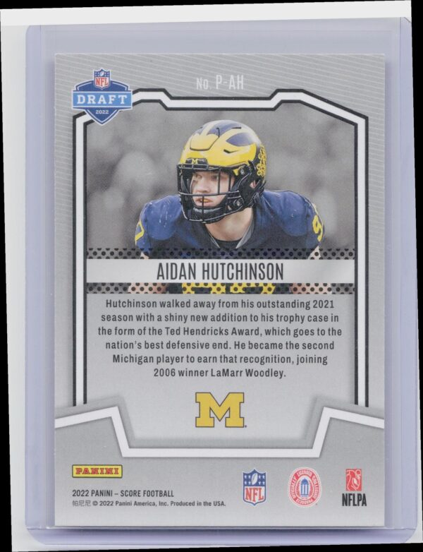 2022 Score Aidan Hutchinson Protential #P-AH Wolverines - Image 3