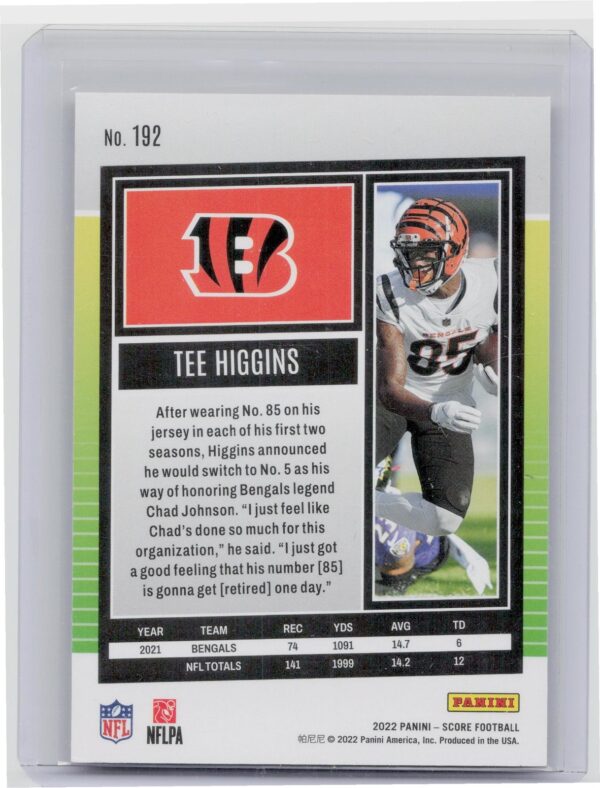 2022 Score Tee Higgins Lava /599 #192 Bengals - Image 3