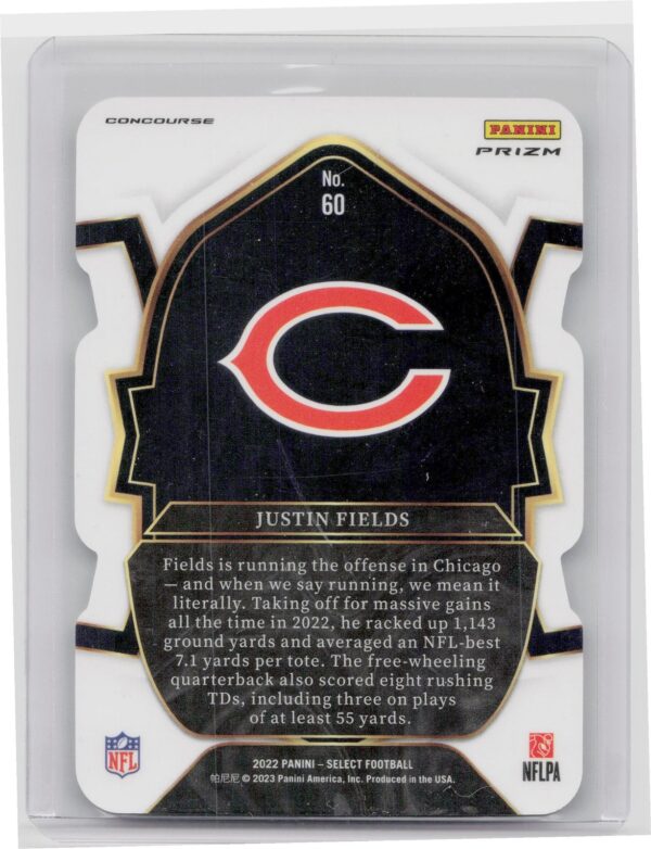 2022 Select Justin Fields Silver Prizm Die Cut #60 Bears - Image 3