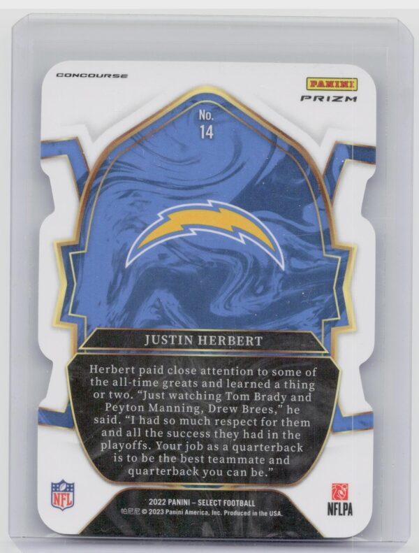 2022 Select Justin Herbert Concourse Red White & Blue Prizm Die Cut #14 Charge - Image 3