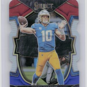 2022 Select Justin Herbert Concourse Red White & Blue Prizm Die Cut #14 Charge