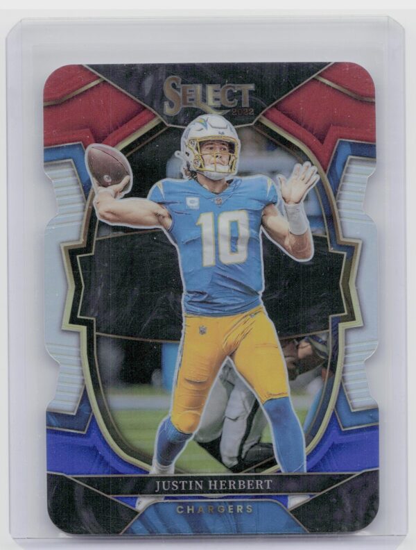 2022 Select Justin Herbert Concourse Red White & Blue Prizm Die Cut #14 Charge