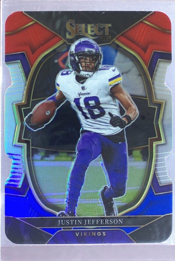 2022 Select Justin Jefferson Red and Blue Prizm Die Cut #50 Vikings